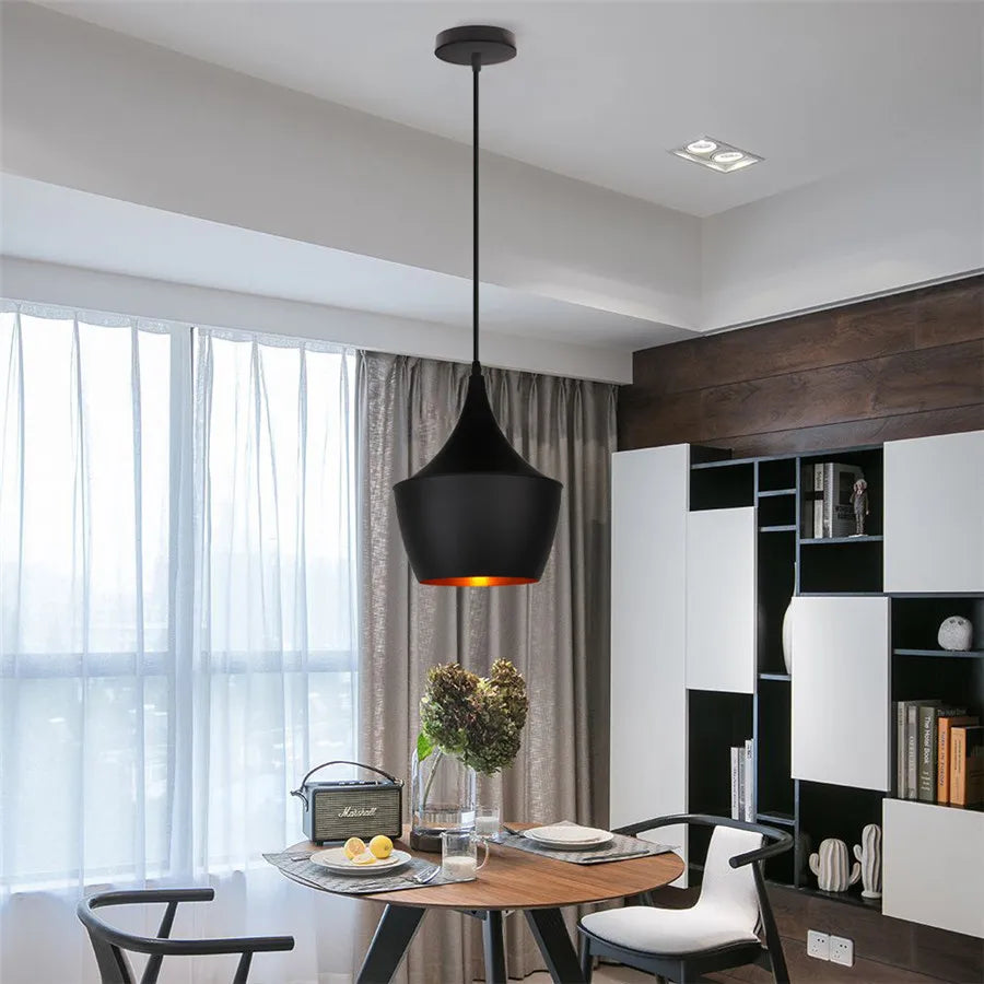 Modern Hanging Ceiling Lamps Wood Aluminium e27 Pendant Light for Dining Room Table Bedside Kitchen Black Decoration Lighting