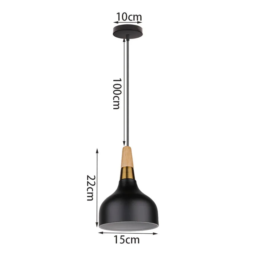 Modern Hanging Ceiling Lamps Wood Aluminium e27 Pendant Light for Dining Room Table Bedside Kitchen Black Decoration Lighting