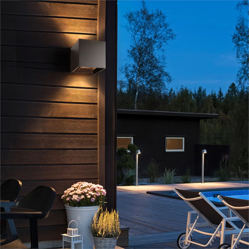 LED Outdoor Wall Lamp Aluminum Balcony Surface Mounted Cube Garden Porch Light Indoor & Exterio IP65 Waterproof Modern Bulbs