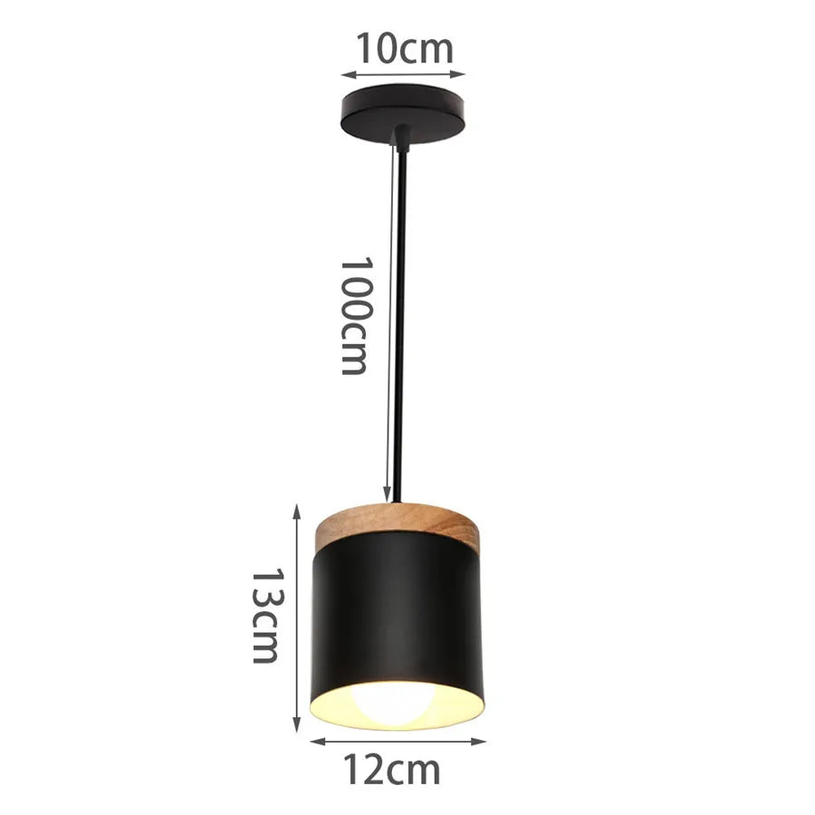 Modern Hanging Ceiling Lamps Wood Aluminium e27 Pendant Light for Dining Room Table Bedside Kitchen Black Decoration Lighting