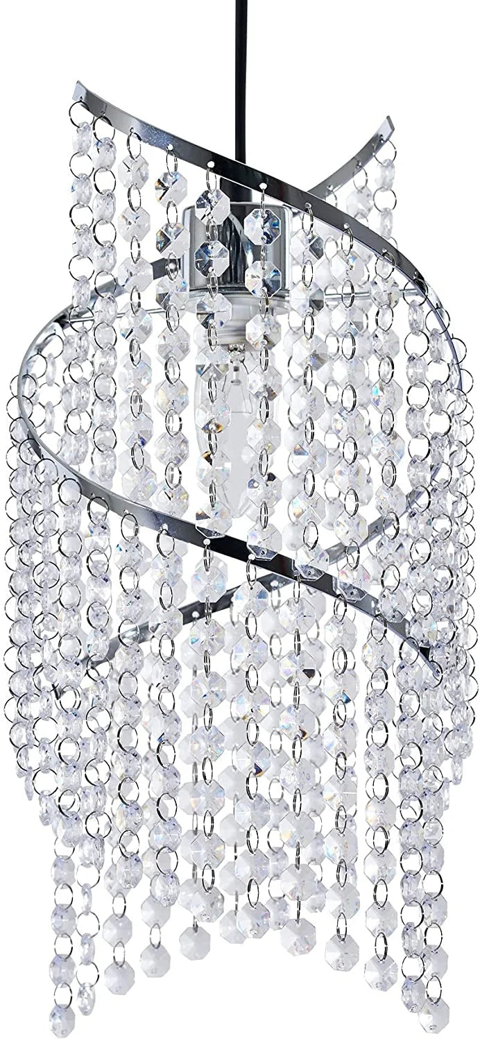 Crystal Long Beaded Ceiling Light Cover Spiral Droplet Frame