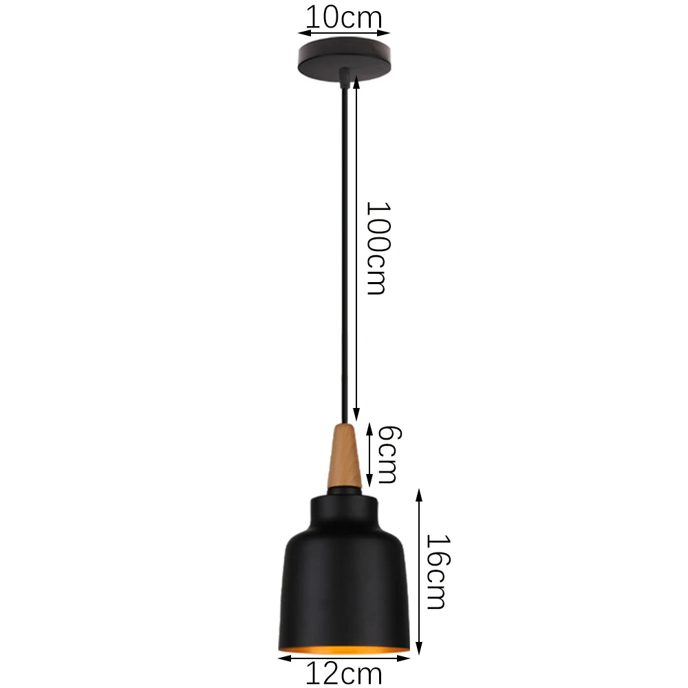 Modern Hanging Ceiling Lamps Wood Aluminium e27 Pendant Light for Dining Room Table Bedside Kitchen Black Decoration Lighting