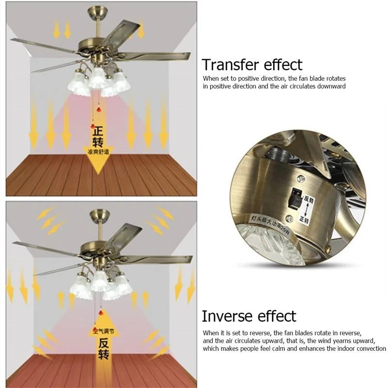 Hongcui Classical Ceiling Fan Light Large 52 Inch Lamp With Remote Control Modern Simple LED For Home Living Room