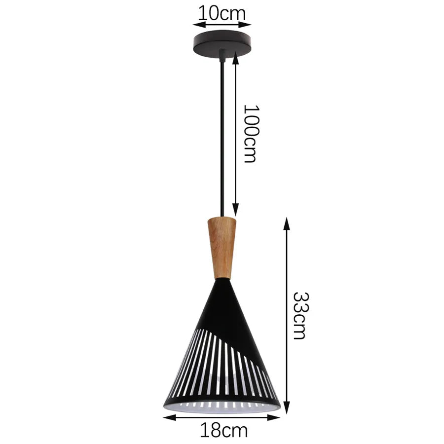 Modern Hanging Ceiling Lamps Wood Aluminium e27 Pendant Light for Dining Room Table Bedside Kitchen Black Decoration Lighting