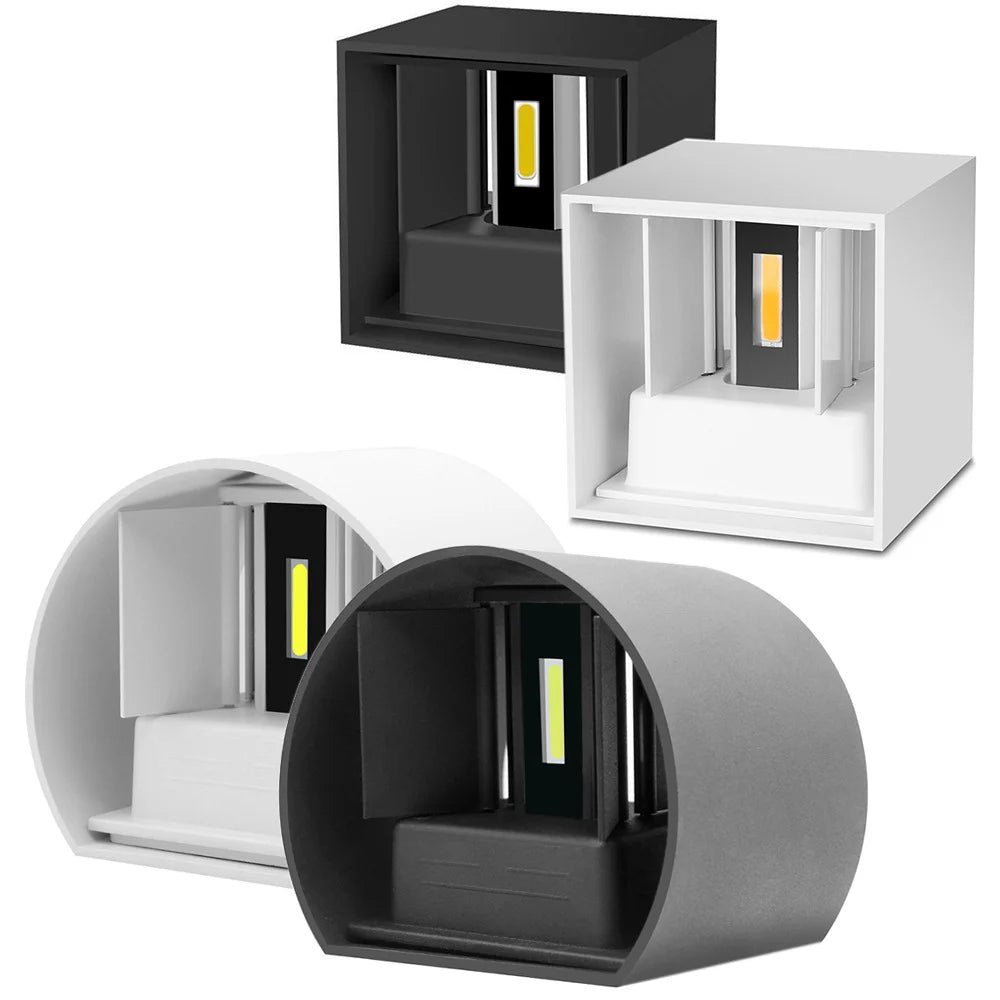 LED Outdoor Wall Lamp Aluminum Balcony Surface Mounted Cube Garden Porch Light Indoor & Exterio IP65 Waterproof Modern Bulbs