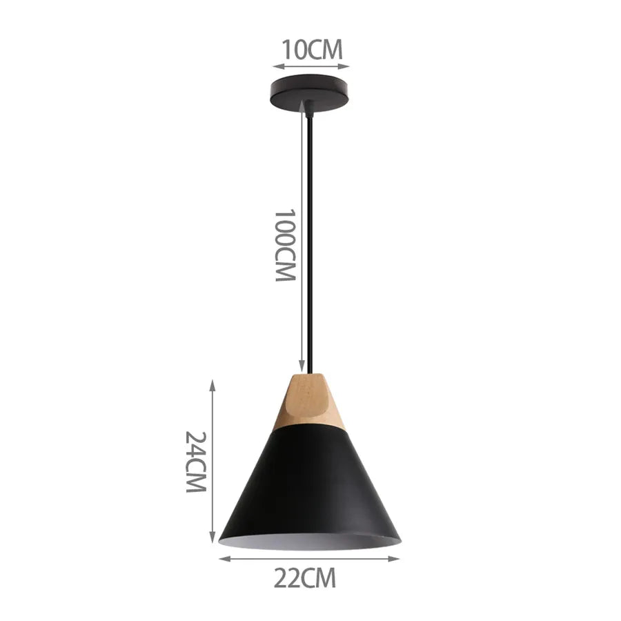 Modern Hanging Ceiling Lamps Wood Aluminium e27 Pendant Light for Dining Room Table Bedside Kitchen Black Decoration Lighting