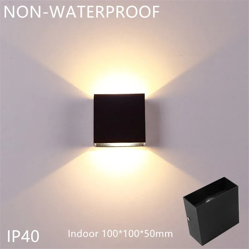 LED Outdoor Wall Lamp Aluminum Balcony Surface Mounted Cube Garden Porch Light Indoor & Exterio IP65 Waterproof Modern Bulbs