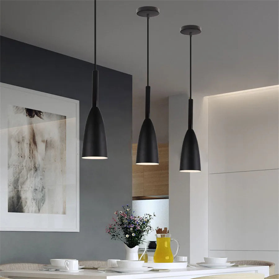 Modern Hanging Ceiling Lamps Wood Aluminium e27 Pendant Light for Dining Room Table Bedside Kitchen Black Decoration Lighting