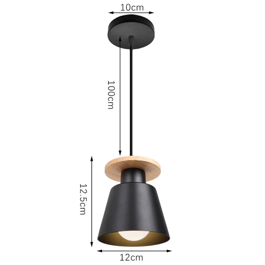 Modern Hanging Ceiling Lamps Wood Aluminium e27 Pendant Light for Dining Room Table Bedside Kitchen Black Decoration Lighting