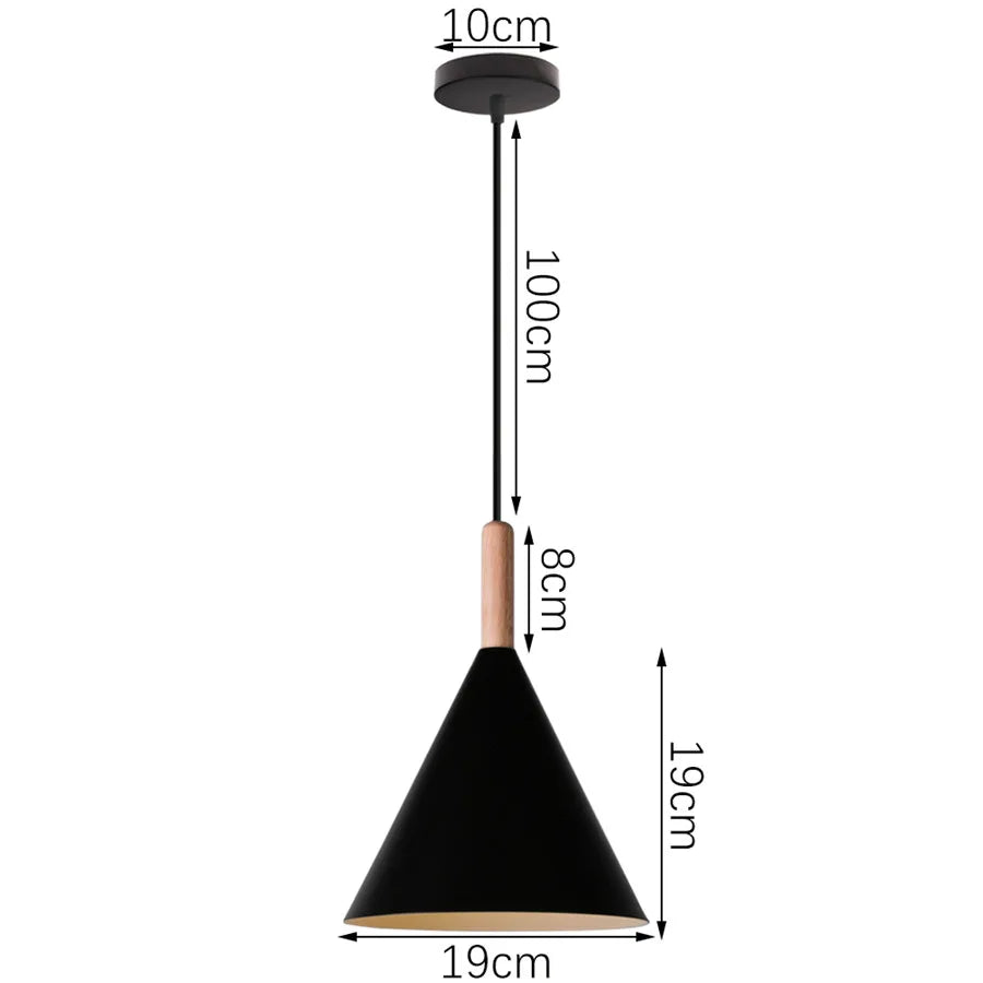 Modern Hanging Ceiling Lamps Wood Aluminium e27 Pendant Light for Dining Room Table Bedside Kitchen Black Decoration Lighting