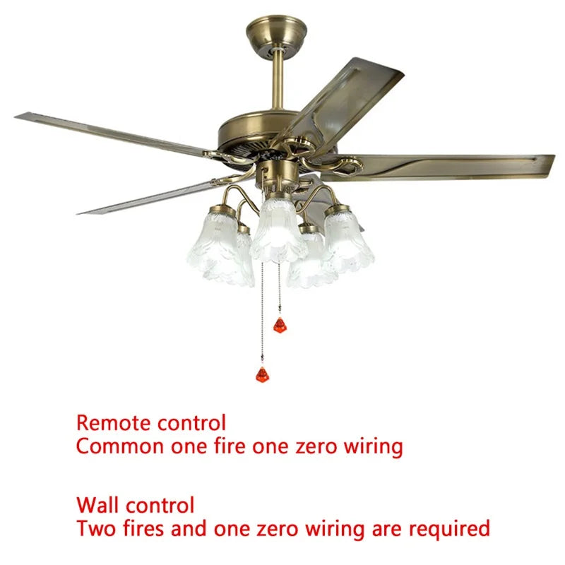 Hongcui Classical Ceiling Fan Light Large 52 Inch Lamp With Remote Control Modern Simple LED For Home Living Room