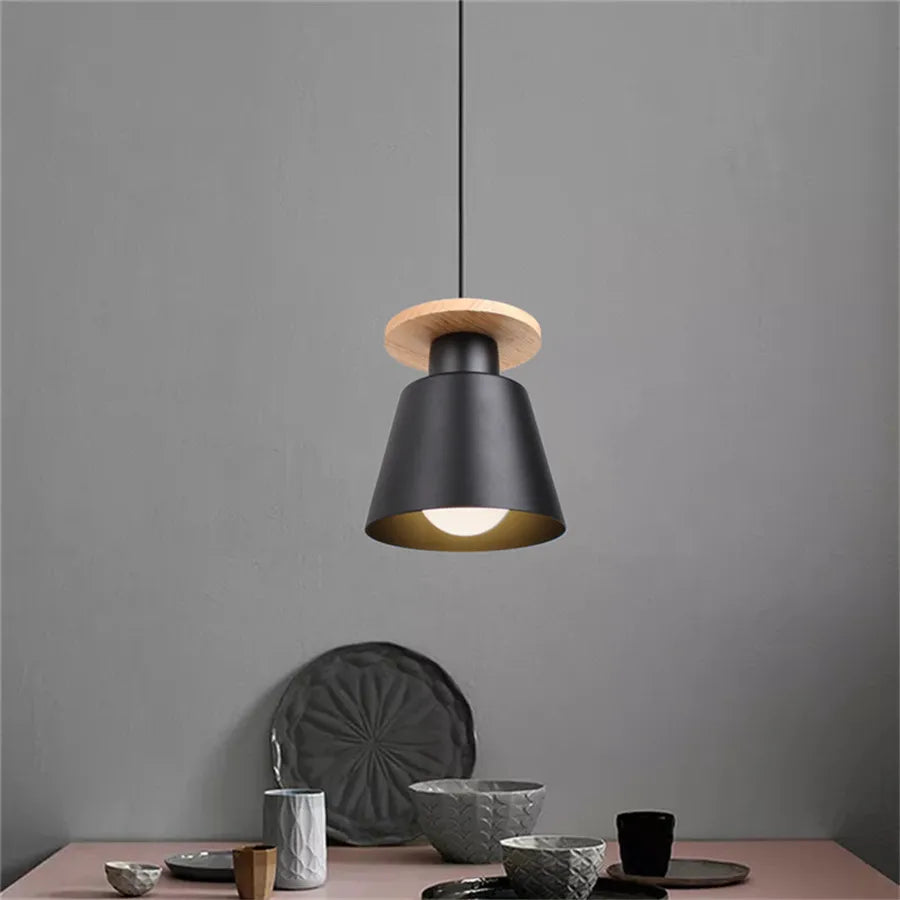Modern Hanging Ceiling Lamps Wood Aluminium e27 Pendant Light for Dining Room Table Bedside Kitchen Black Decoration Lighting