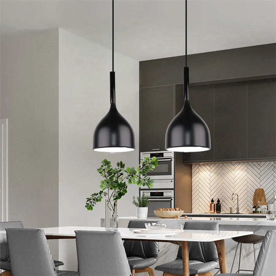 Modern Hanging Ceiling Lamps Wood Aluminium e27 Pendant Light for Dining Room Table Bedside Kitchen Black Decoration Lighting