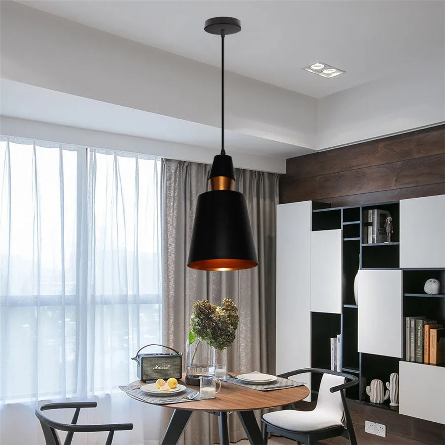 Modern Hanging Ceiling Lamps Wood Aluminium e27 Pendant Light for Dining Room Table Bedside Kitchen Black Decoration Lighting