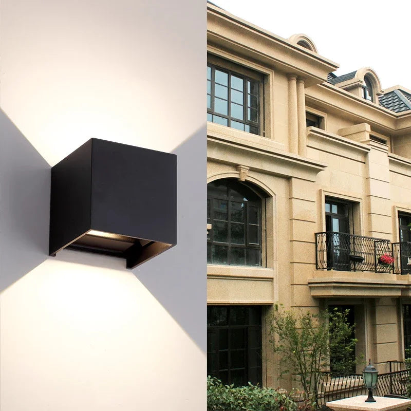 LED Outdoor Wall Lamp Aluminum Balcony Surface Mounted Cube Garden Porch Light Indoor & Exterio IP65 Waterproof Modern Bulbs