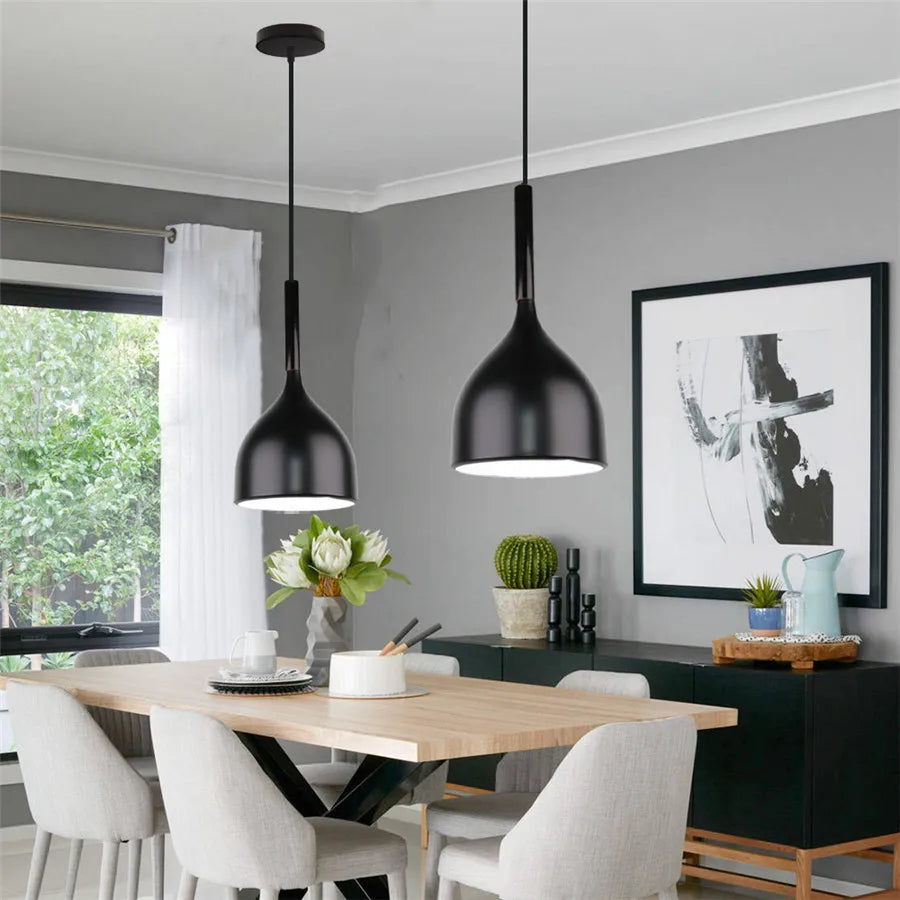 Modern Hanging Ceiling Lamps Wood Aluminium e27 Pendant Light for Dining Room Table Bedside Kitchen Black Decoration Lighting