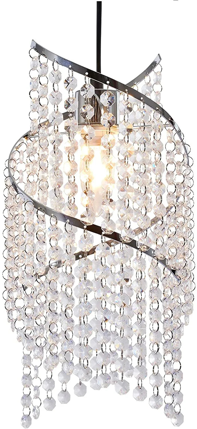 Crystal Long Beaded Ceiling Light Cover Spiral Droplet Frame