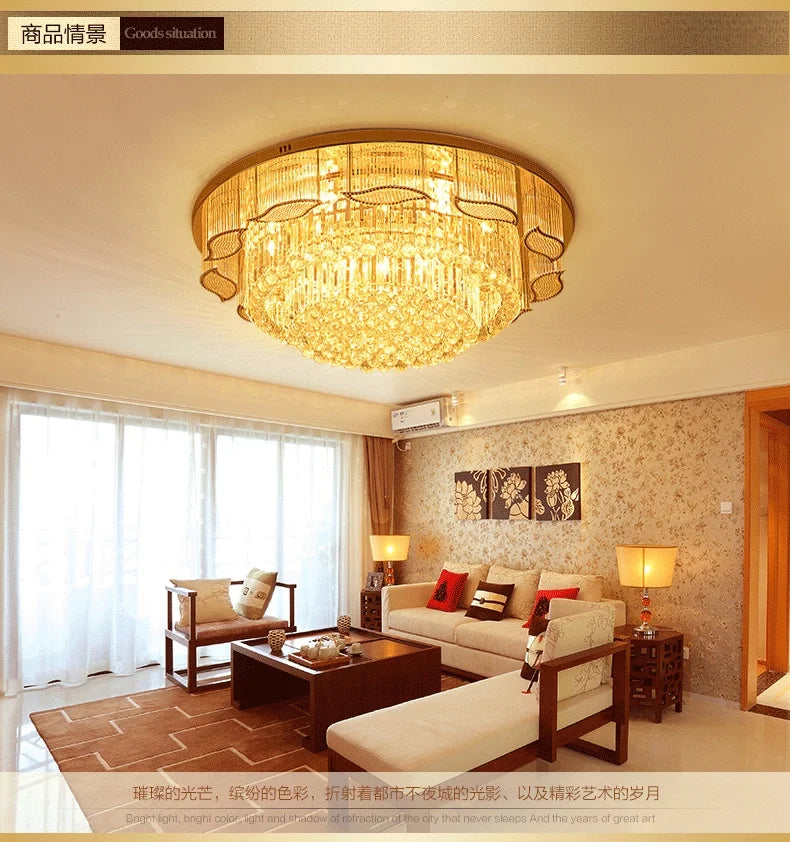 Modern Gold Square Circular Led Crystal Ceiling Lamp Living Room Hall Bedroom for Hotel  Luxurious Plafondlamp Ceiling Lights