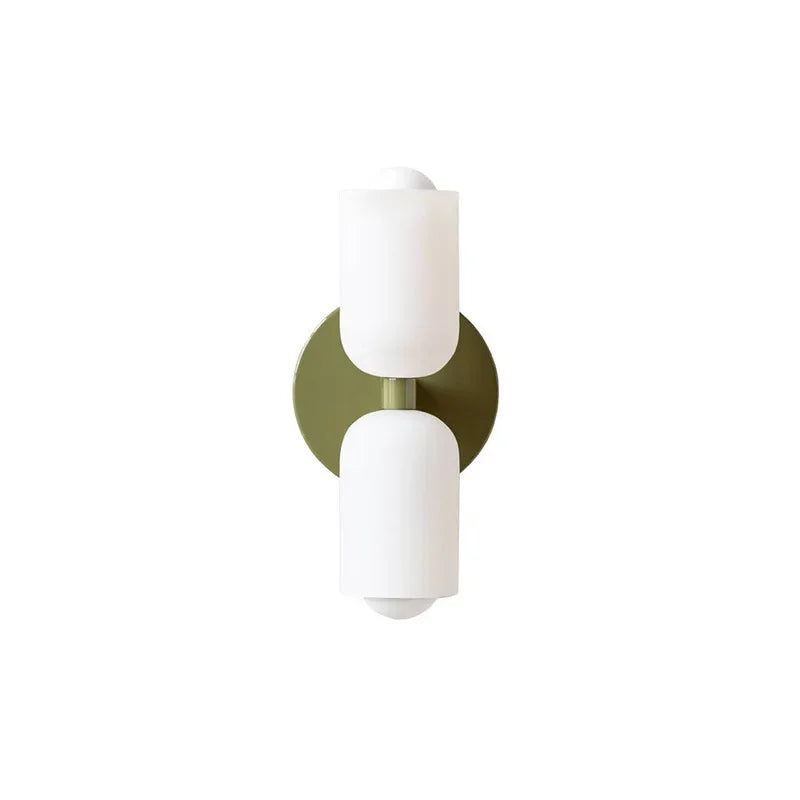 French Cream Wind Wall Lamp Double Headed Bedroom Living Room Master Bedroom High Grade Medieval Staircase Design Glass Lamp