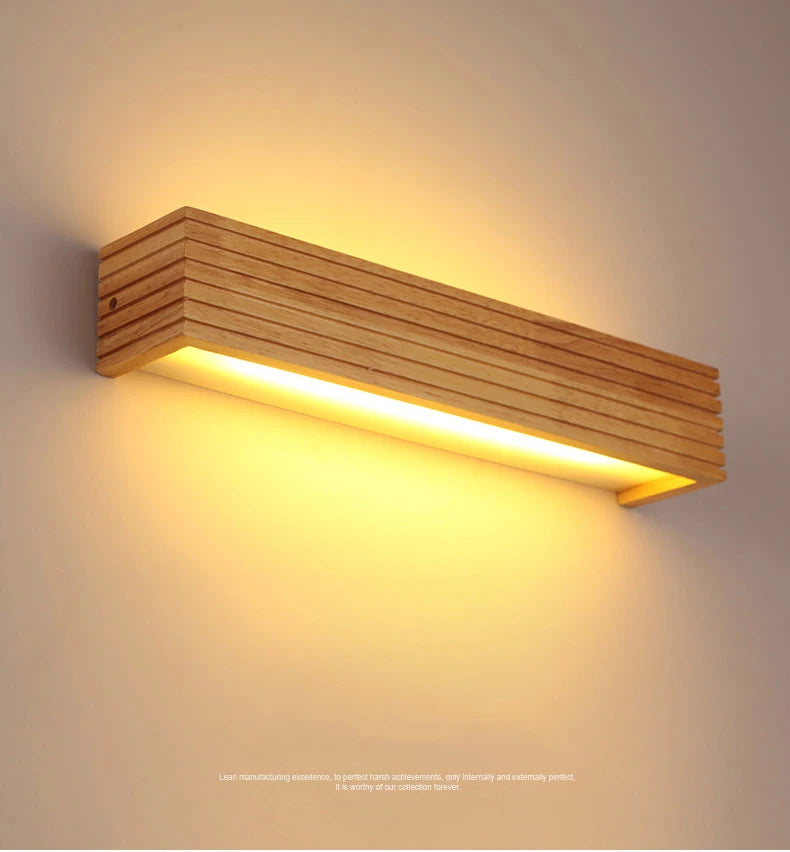 Modern Solid Wooden LED Wall Lamps Linear Nordic Corridor Bedroom Decoration Bathroom Mirror Indoor Lighting Home Living Room