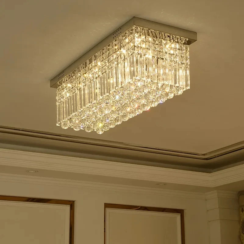 Rectangular and Square Luxurious Villa Living Room Lamp LED Crystal Ceiling Lamp Modern Restaurant Bedroom Home Decor Fixtures