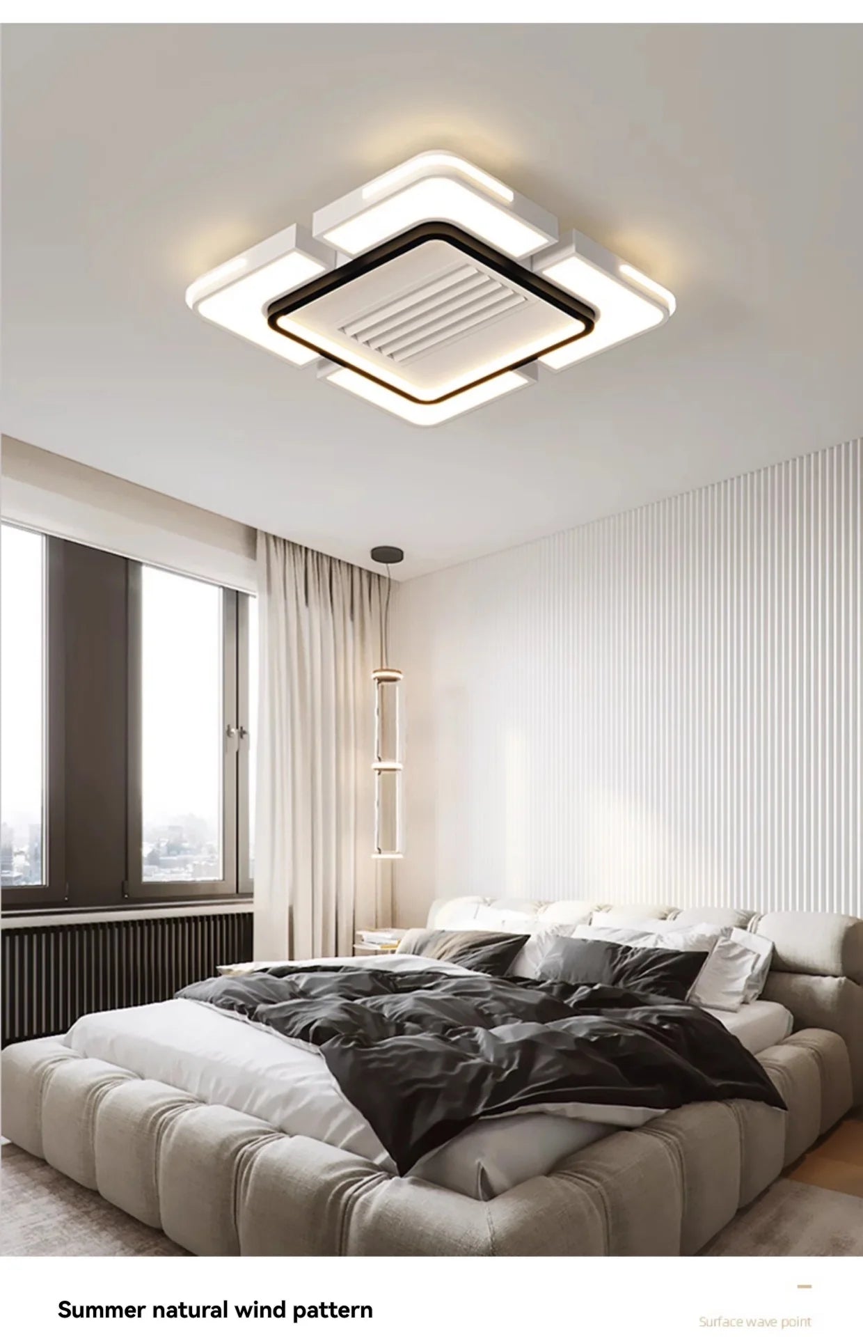 New Ceiling Fan Bladeless with Light Living Dining Room Cold Warm Mode LED Invisible Ceiling Fan Lamp Remote Control Bedroom
