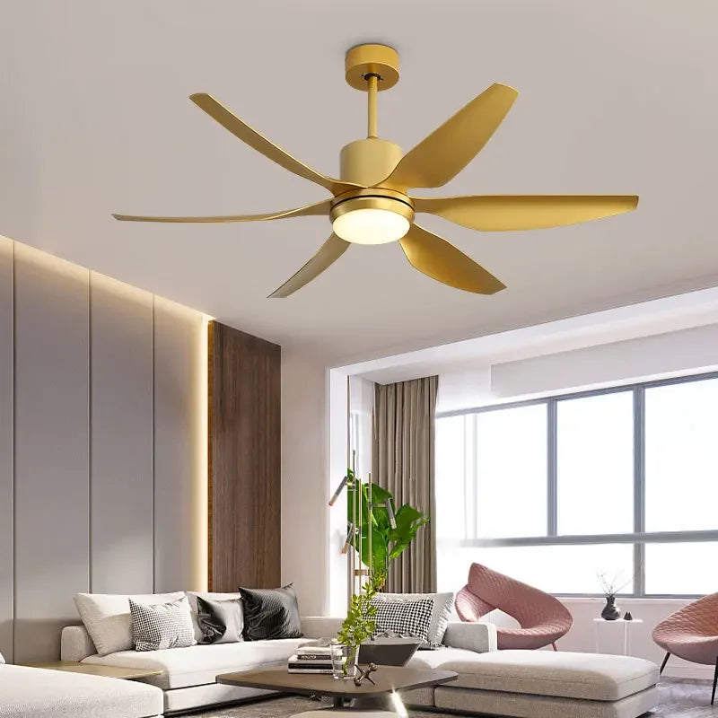 Hongcui American Ceiling Fan Light Contemporary Creative LED Lamp Gold With Remote Control for Home Living Room Bedroom Decor