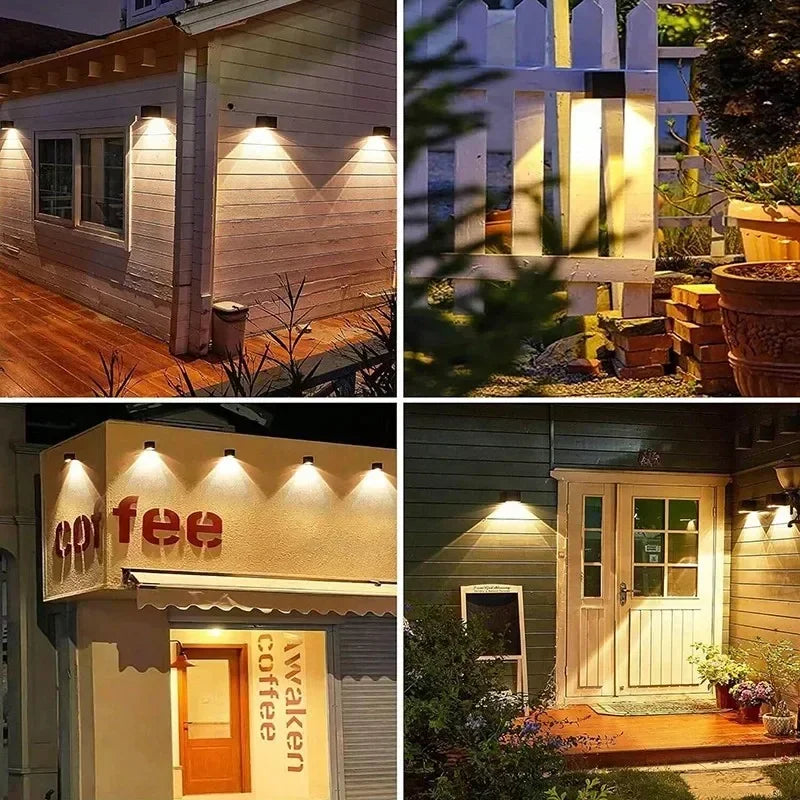 Outdoor Solar Wall Light 2 Lighting Modes Warm White/RGB Square Modern Solar Lights for House Porch Garden Patio Fence Decor