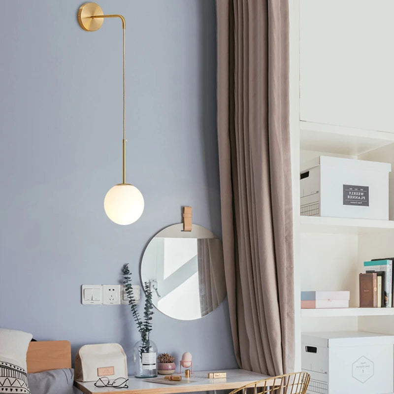 Modern Simple Glass Wall Lamp Nordic Creative LED Luxury Wall Lamps for Living Room Bedroom Bedside Wall Light Fixtures Lighting
