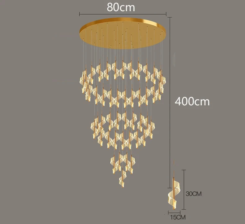 Modern LED Staircase Chandelier Living Room Villa Hall Light Luxury Long Line Spiral Duplex Building Nordic Simple Chandelier