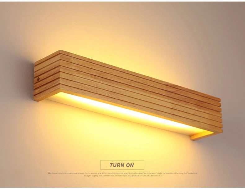 Modern Solid Wooden LED Wall Lamps Linear Nordic Corridor Bedroom Decoration Bathroom Mirror Indoor Lighting Home Living Room