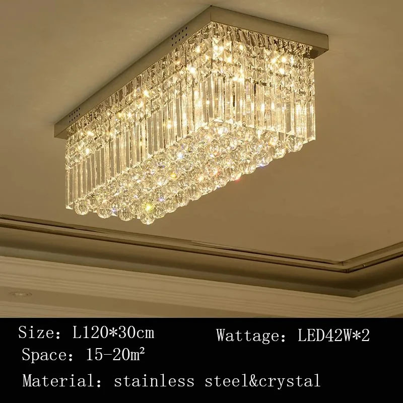 Rectangular and Square Luxurious Villa Living Room Lamp LED Crystal Ceiling Lamp Modern Restaurant Bedroom Home Decor Fixtures