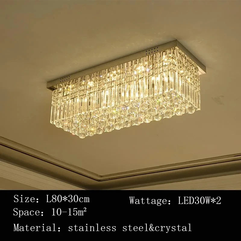 Rectangular and Square Luxurious Villa Living Room Lamp LED Crystal Ceiling Lamp Modern Restaurant Bedroom Home Decor Fixtures