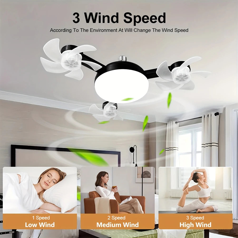Universal Dimming Drone Fan with LED Light Remote Control Silent Ceiling Drone Fan 3 Gears for Dining Room Bedroom Living Room