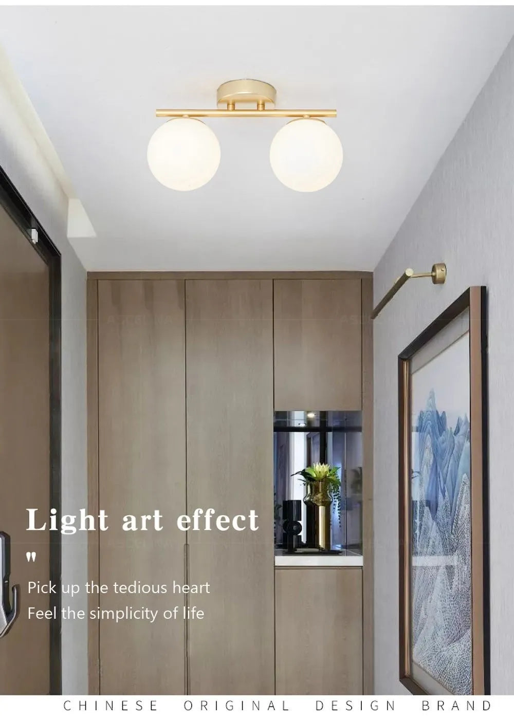 Nordic Glass Ceiling Light LED  White Ball Creative Golden Corridor Lamp Entrance Cloakroom Balcony Bedroom Dining Room Lighting