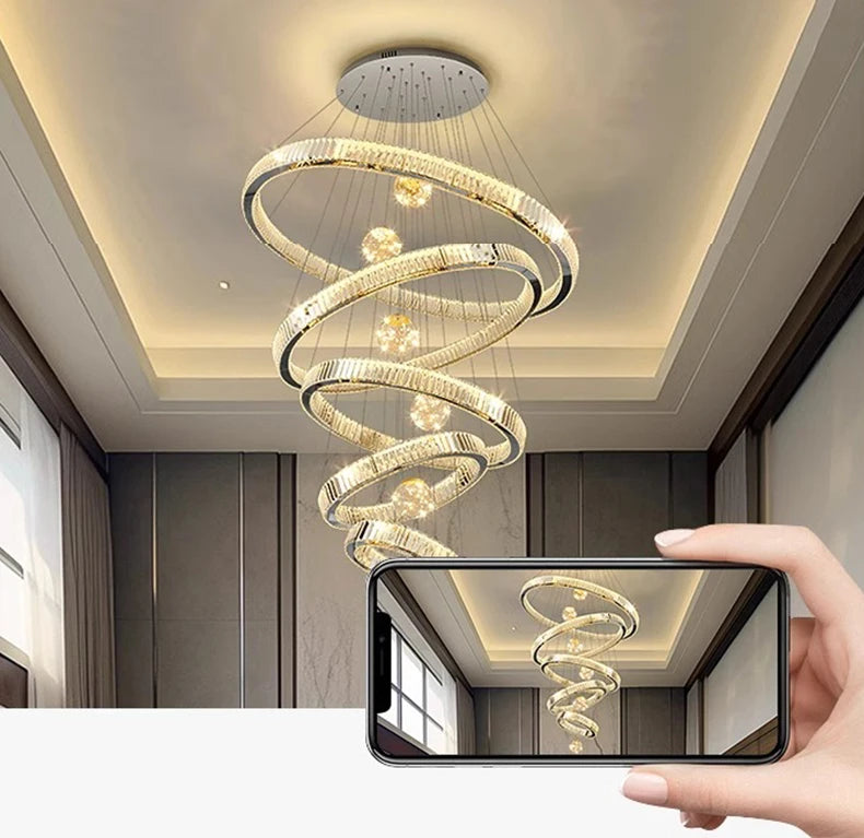 Modern home decoration crystal chandelier, stair Pendant lamp, living room Pendant lights, interior lighting