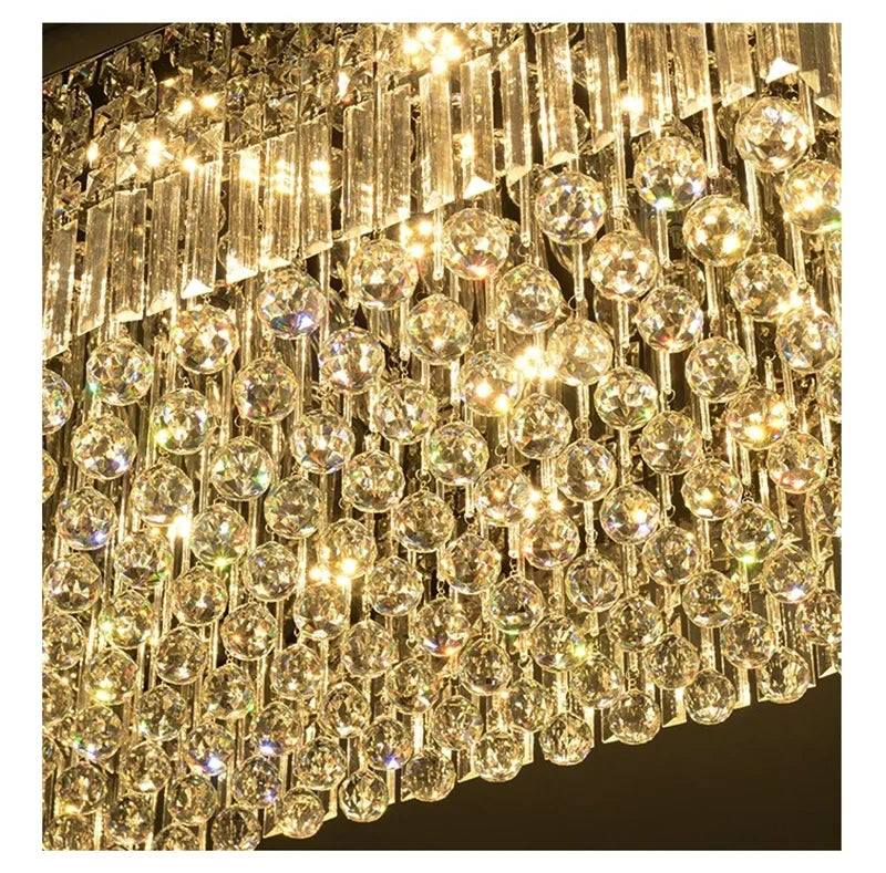 Rectangular and Square Luxurious Villa Living Room Lamp LED Crystal Ceiling Lamp Modern Restaurant Bedroom Home Decor Fixtures