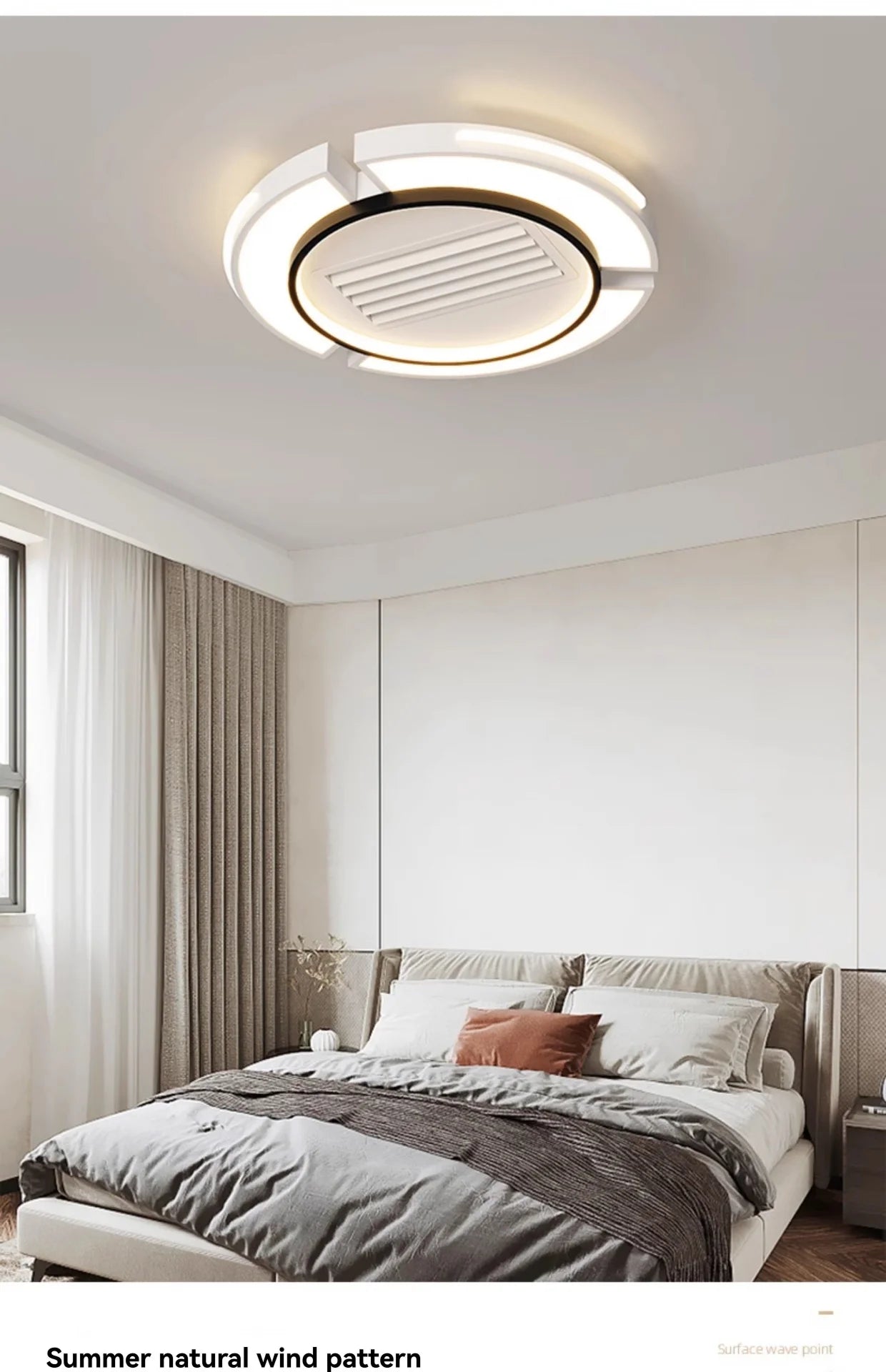 New Ceiling Fan Bladeless with Light Living Dining Room Cold Warm Mode LED Invisible Ceiling Fan Lamp Remote Control Bedroom