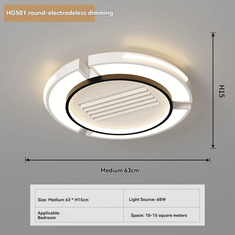 New Ceiling Fan Bladeless with Light Living Dining Room Cold Warm Mode LED Invisible Ceiling Fan Lamp Remote Control Bedroom