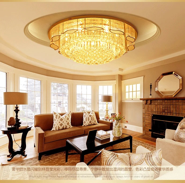 Modern Gold Square Circular Led Crystal Ceiling Lamp Living Room Hall Bedroom for Hotel  Luxurious Plafondlamp Ceiling Lights