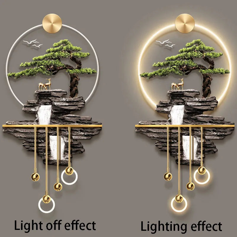 Interior Items Decorative Wall Lamp Modern LED Elk Crystal Porcelain Mural Light Living Room Hanging Paintings Lighting Home