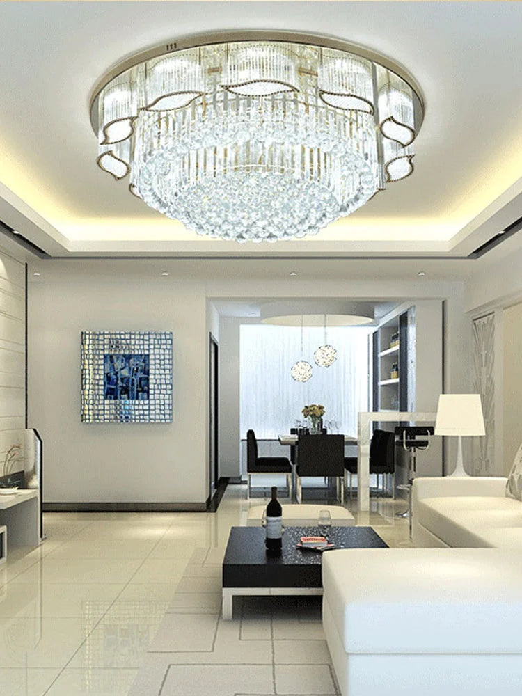 Modern Gold Square Circular Led Crystal Ceiling Lamp Living Room Hall Bedroom for Hotel  Luxurious Plafondlamp Ceiling Lights