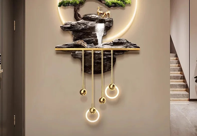 Interior Items Decorative Wall Lamp Modern LED Elk Crystal Porcelain Mural Light Living Room Hanging Paintings Lighting Home