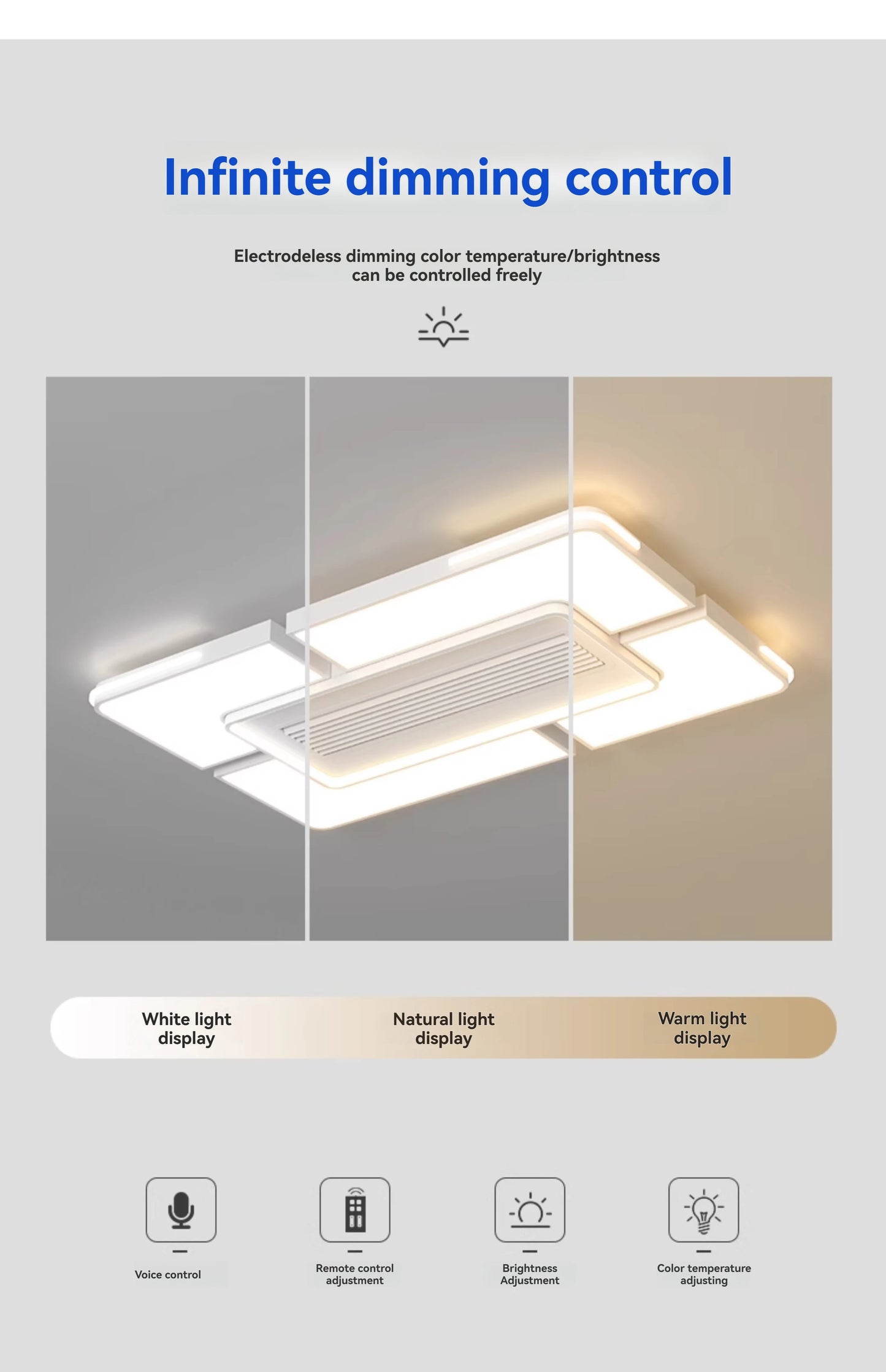New Ceiling Fan Bladeless with Light Living Dining Room Cold Warm Mode LED Invisible Ceiling Fan Lamp Remote Control Bedroom