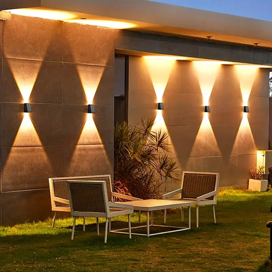 LED Solar Light Outdoor Waterproof Wall Lamp Up and Down Light Control Fence Light for Garden Street Balcony Yard Corridor Decor