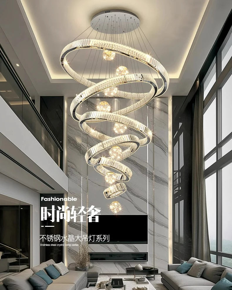 Modern home decoration crystal chandelier, stair Pendant lamp, living room Pendant lights, interior lighting