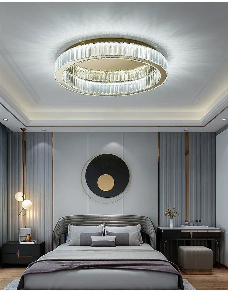 Nordic LED Crystal Circle Ceiling Lamp Chandeliers Lighting for Living Room Bedroom Home Indoor Decor Lampara techo Luminaire