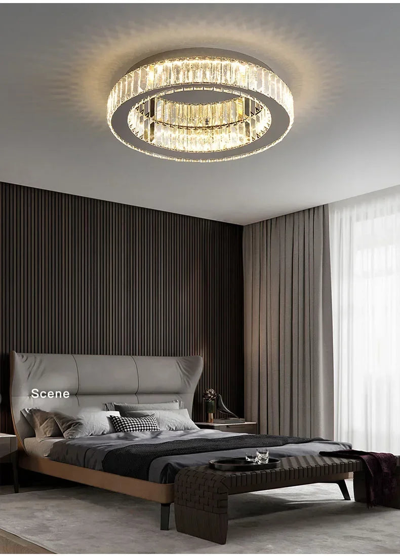 Nordic LED Crystal Circle Ceiling Lamp Chandeliers Lighting for Living Room Bedroom Home Indoor Decor Lampara techo Luminaire