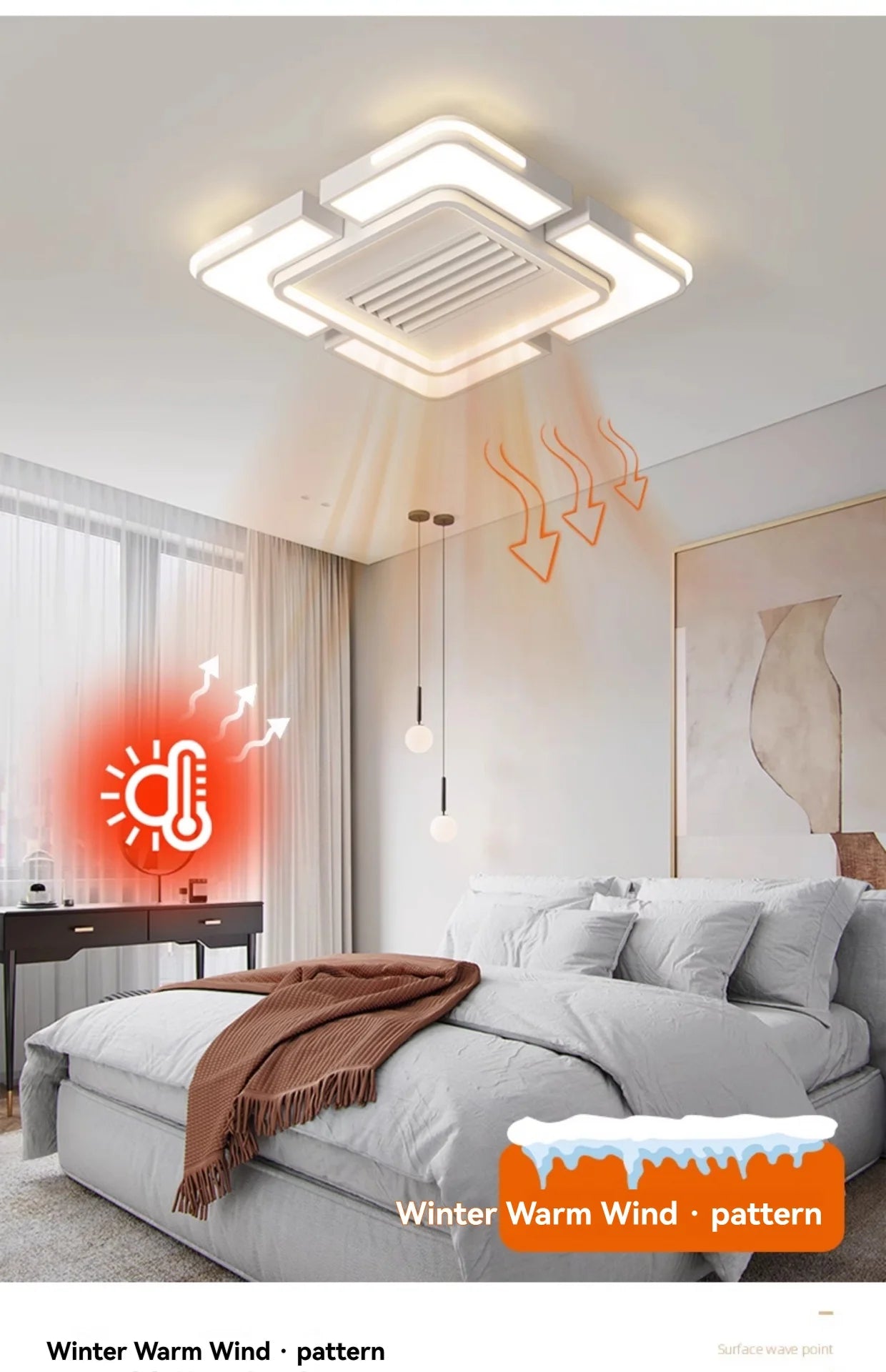 New Ceiling Fan Bladeless with Light Living Dining Room Cold Warm Mode LED Invisible Ceiling Fan Lamp Remote Control Bedroom