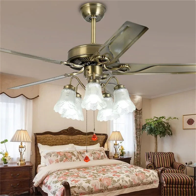 Hongcui Classical Ceiling Fan Light Large 52 Inch Lamp With Remote Control Modern Simple LED For Home Living Room